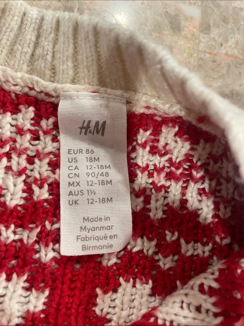Cozy baby H&M Cream and Red Fair Isle Heart Knit Cardigan 18 M